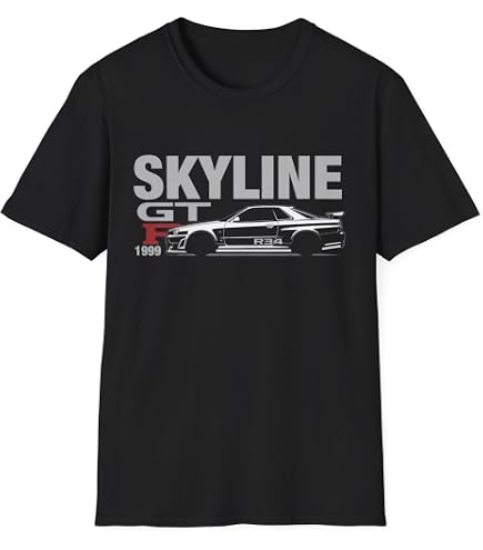 Skyline R34 GTR Made in Japan Short-Sleeve T-Shirt White | Amazon.com